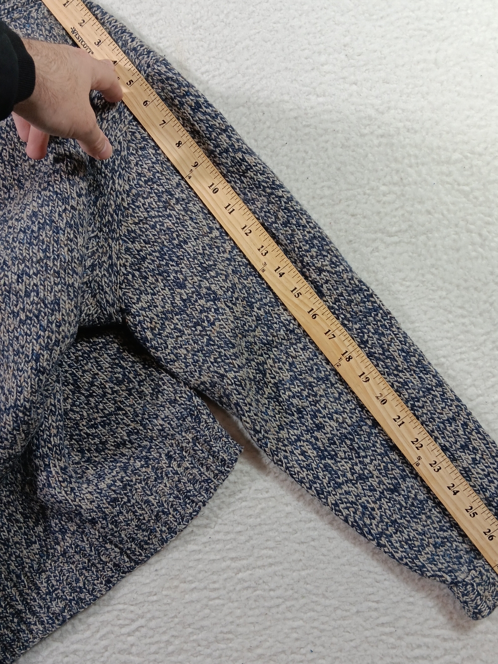 L.L. Bean Sweater Mens Large Shawl Collard Marled Lambswool Fisherman - Picture 8 of 9